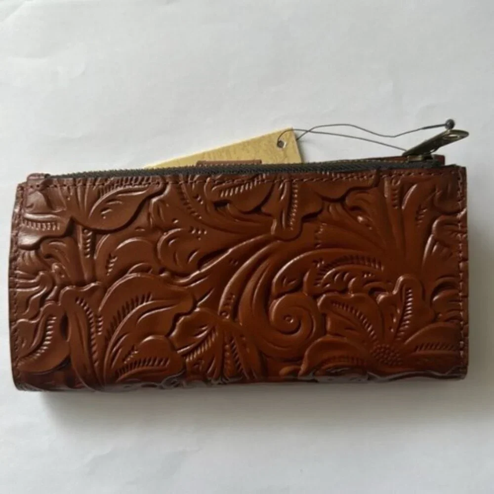Patricia Nash NAZARI Leather Bifold Wallet Tooled Card Case Floral Florence